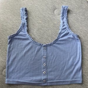 Me to We | Blue Button Cropped Tank | S
